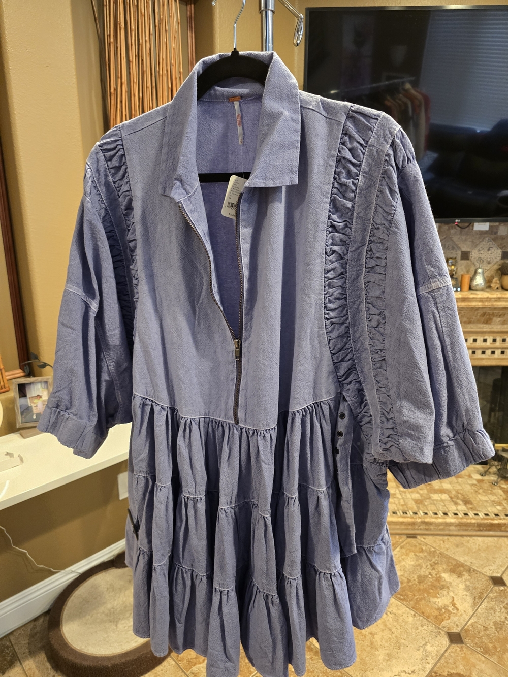 Free People Hampton Ruffle Belted Cotton Minidress, NWT